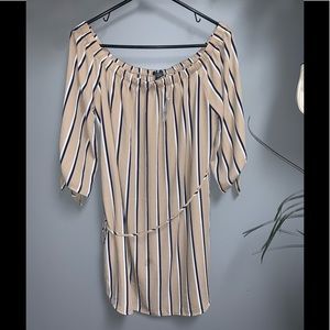 Rue 21 off the shoulder striped blouse/shirt dress‎ NWT sz L